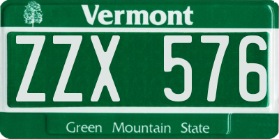 VT license plate ZZX576