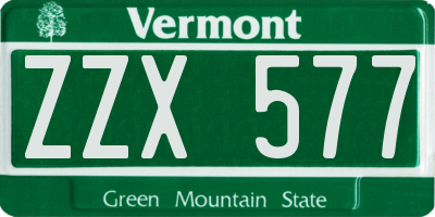 VT license plate ZZX577