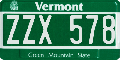 VT license plate ZZX578
