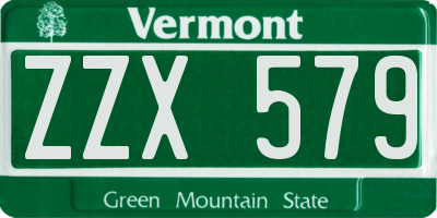 VT license plate ZZX579
