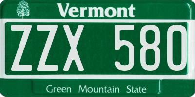 VT license plate ZZX580
