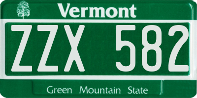 VT license plate ZZX582