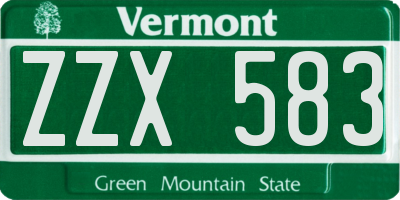 VT license plate ZZX583