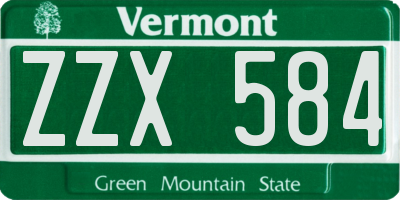 VT license plate ZZX584