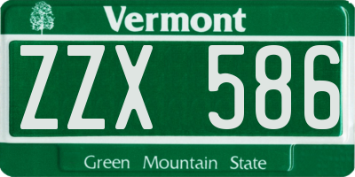 VT license plate ZZX586