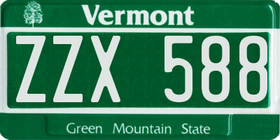 VT license plate ZZX588
