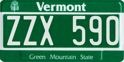 VT license plate ZZX590