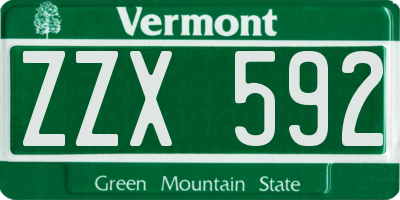 VT license plate ZZX592