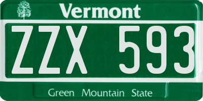 VT license plate ZZX593