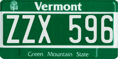 VT license plate ZZX596