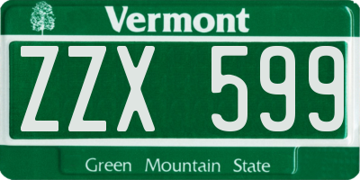 VT license plate ZZX599