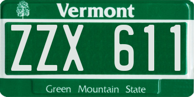 VT license plate ZZX611