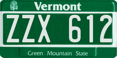 VT license plate ZZX612