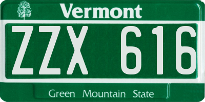 VT license plate ZZX616
