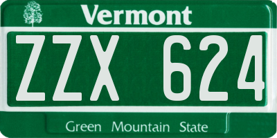 VT license plate ZZX624