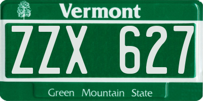 VT license plate ZZX627