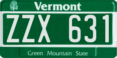 VT license plate ZZX631