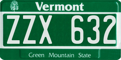 VT license plate ZZX632