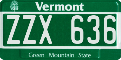 VT license plate ZZX636