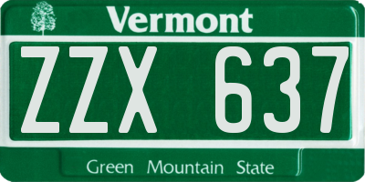 VT license plate ZZX637