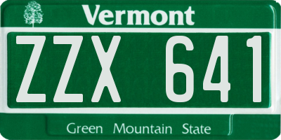VT license plate ZZX641