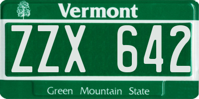 VT license plate ZZX642