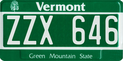 VT license plate ZZX646