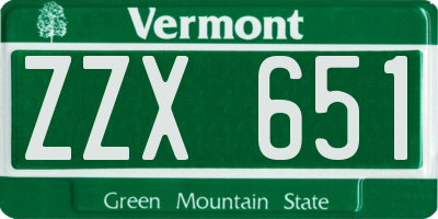 VT license plate ZZX651