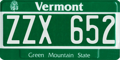VT license plate ZZX652