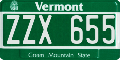 VT license plate ZZX655