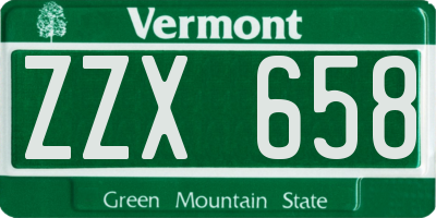 VT license plate ZZX658