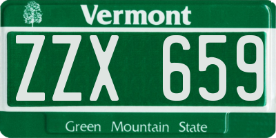 VT license plate ZZX659
