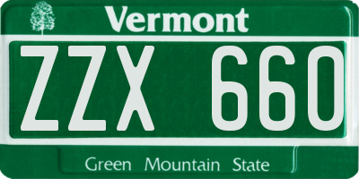 VT license plate ZZX660
