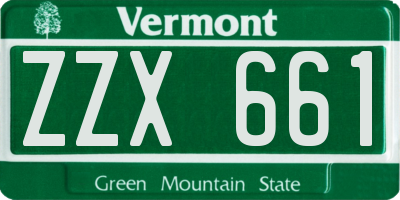VT license plate ZZX661