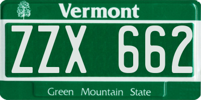 VT license plate ZZX662