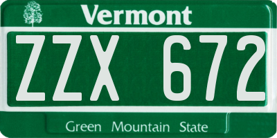 VT license plate ZZX672