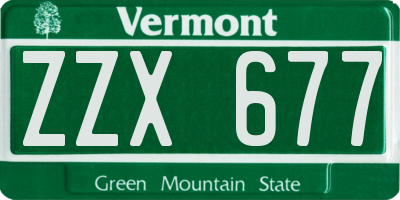 VT license plate ZZX677