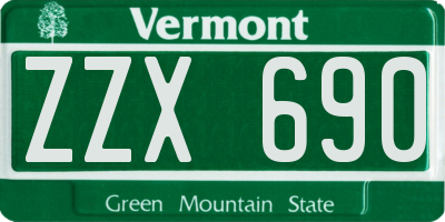 VT license plate ZZX690