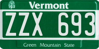 VT license plate ZZX693