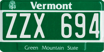 VT license plate ZZX694