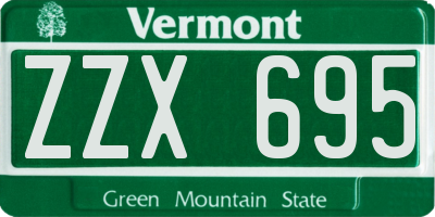 VT license plate ZZX695
