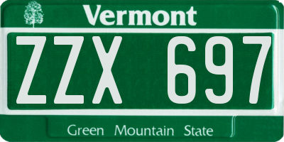 VT license plate ZZX697