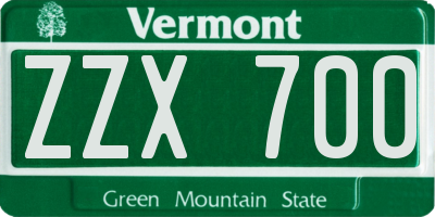 VT license plate ZZX700