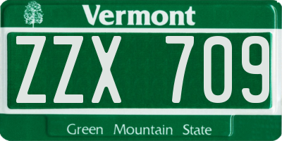 VT license plate ZZX709