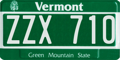 VT license plate ZZX710