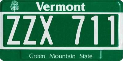 VT license plate ZZX711