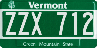 VT license plate ZZX712