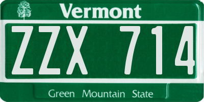 VT license plate ZZX714