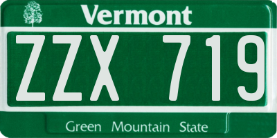 VT license plate ZZX719