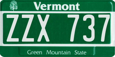 VT license plate ZZX737